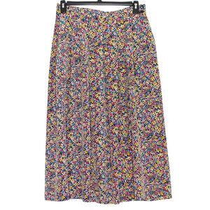 Vintage 80s Floral Maxi Skirt Ditsy Cottagecore Prairie Boho Colorful Size 14